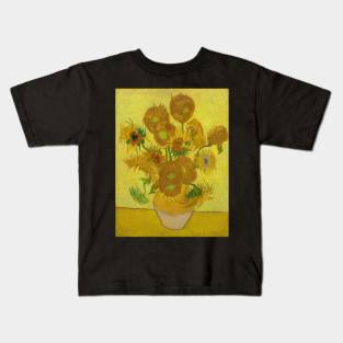 Van Gogh - Sunflowers, repetition of the 4th version (yellow background), 1889 Kids T-Shirt